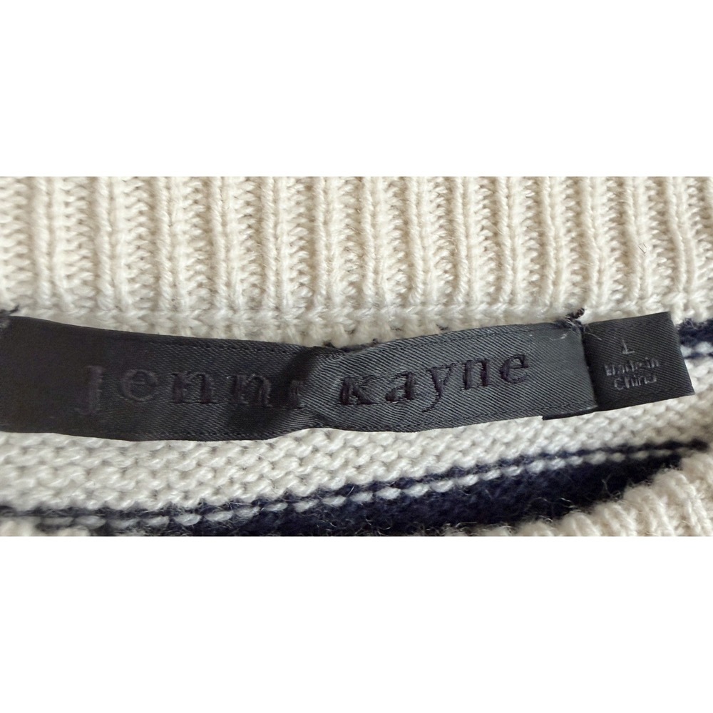 Jenni Kayne 100% Cashmere Boyfriend Sweater Navy Striped Nautical Luxury L - Picture 9 of 14